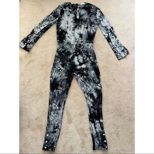 🍉 By Egreis Black White Tie Dye Henley Jumpsuit